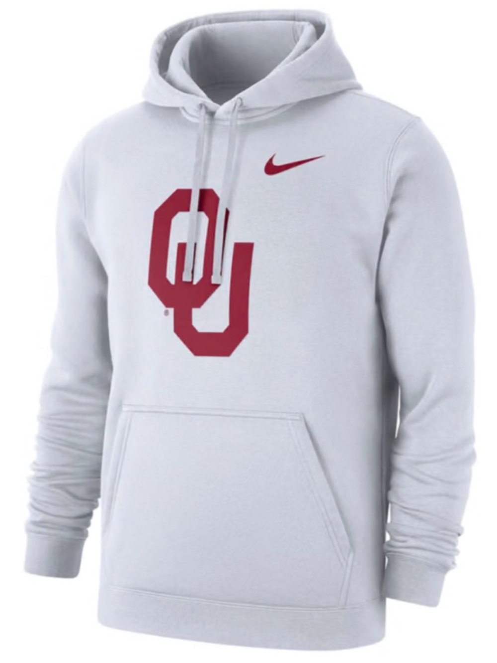 NIKE OKLAHOMA SOONERS MEN’S HOODIE SWEATSHIRT WHITE CLUB FLEECE DESIGN GRAPHIC